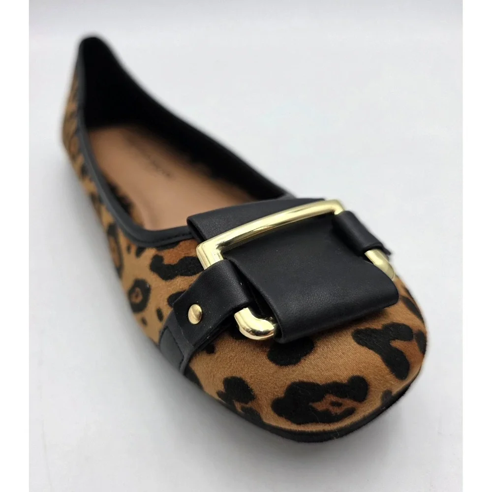 Christian Siriano for Payless Size 8 Ballet Slipper Flats Leopard Print W Buckle